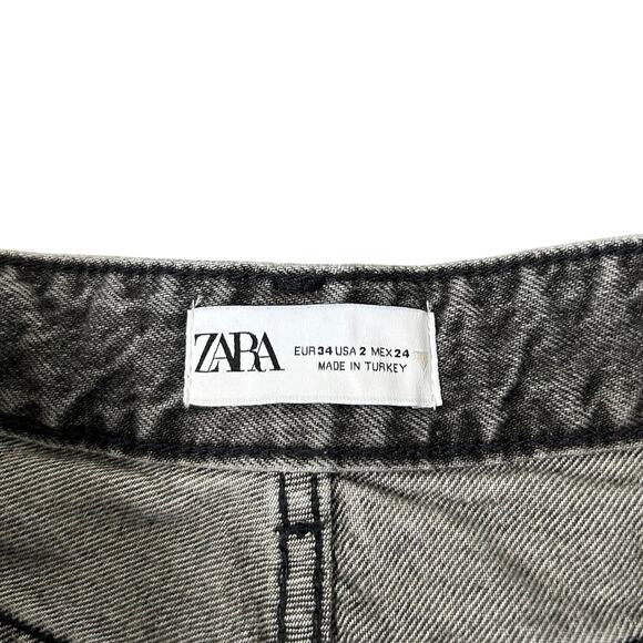 Zara Wide Leg High Rise Denim Jeans in Gray Washed - Picture 7 of 15